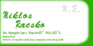 miklos racsko business card